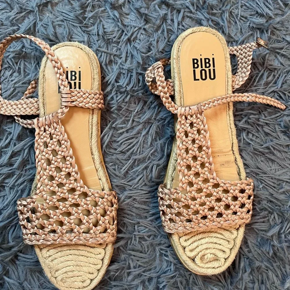 Anthropologie BiBi Lou Coventry Silk Espadrille Boho Sandals Size EU 40 US 9.5